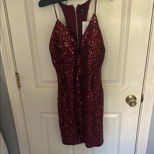 Windsor Burgundy Sequin Mini Dress